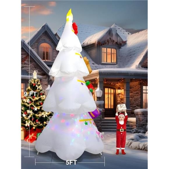 Amazon.com: 9Ft Christmas Inflatable Decoration Green  9 FT Christmas Inflatable Xmas Tree Outdoor Decorations, Blow Up w/Build in LEDs